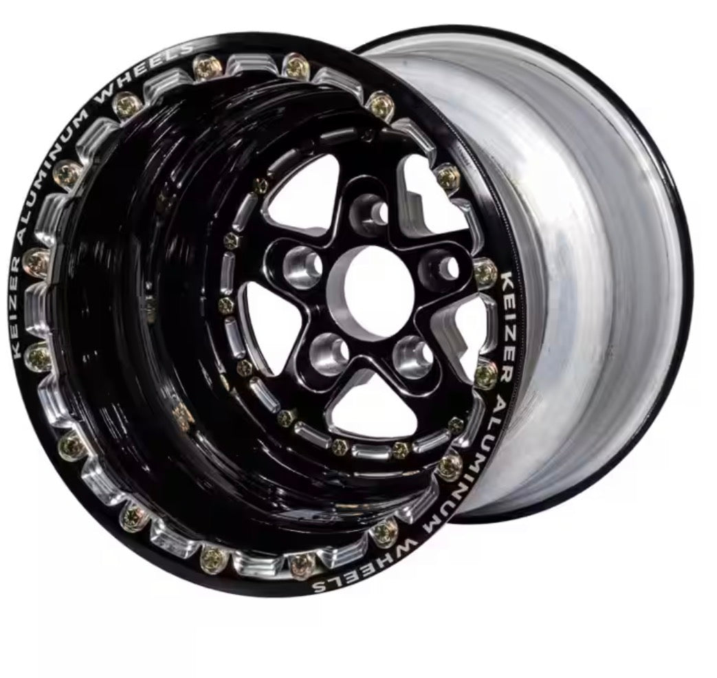 Keizer Aluminum Racing Wheels "Full House"  Double Beadlock, Black and Machined